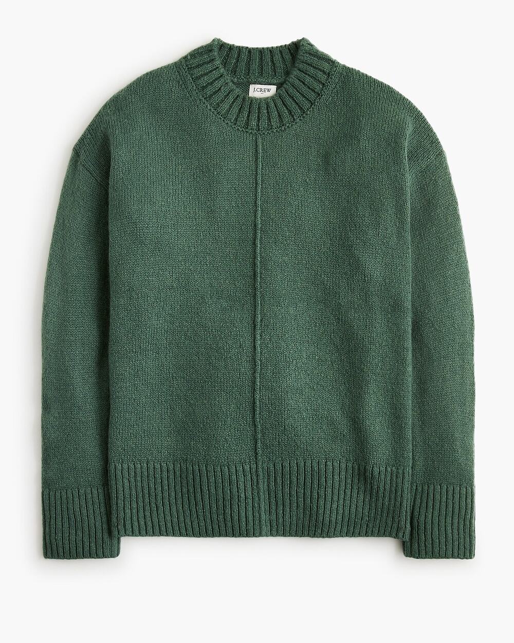 NWT J. Crew Pale Spinach Green Mock Neck Boyfriend Sweater Women's Size Medium